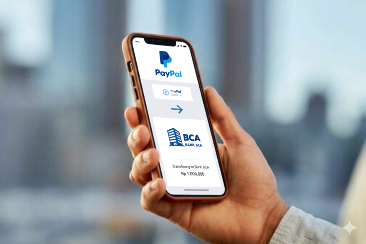 Infografis langkah-langkah mencairkan atau withdraw saldo PayPal ke rekening Bank BCA dengan mudah dan praktis.