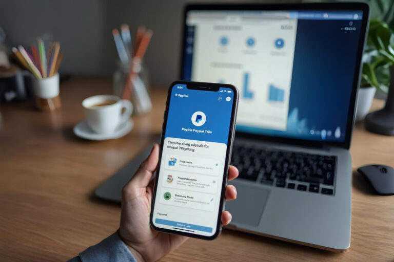 Ilustrasi proses konversi saldo PayPal ke akun Dana melalui smartphone dengan tampilan yang mudah dipahami.