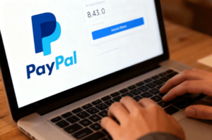 Ilustrasi proses pengiriman saldo PayPal ke aplikasi DANA melalui smartphone secara instan dan aman.