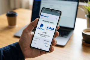 Seorang freelancer sedang mengecek saldo hasil convert Paypal ke BCA.