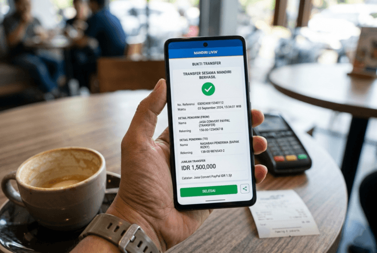 Proses transaksi convert Paypal ke rekening Mandiri secara aman dan cepat oleh tim profesional berpengalaman