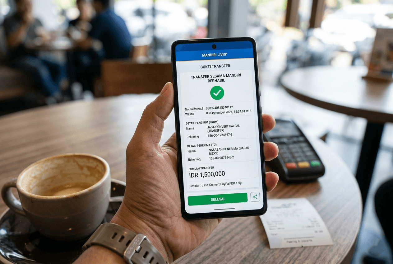 Proses transaksi convert Paypal ke rekening Mandiri secara aman dan cepat oleh tim profesional berpengalaman